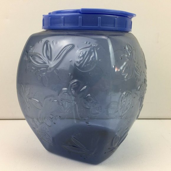 Packerware Clear Blue Butterfly Embossed Water Juice Jug With Flip Lid Handle - Picture 2 of 12